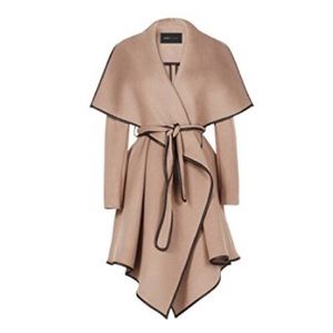 BCBG Women’s Wool Leather Trim Belted Coat